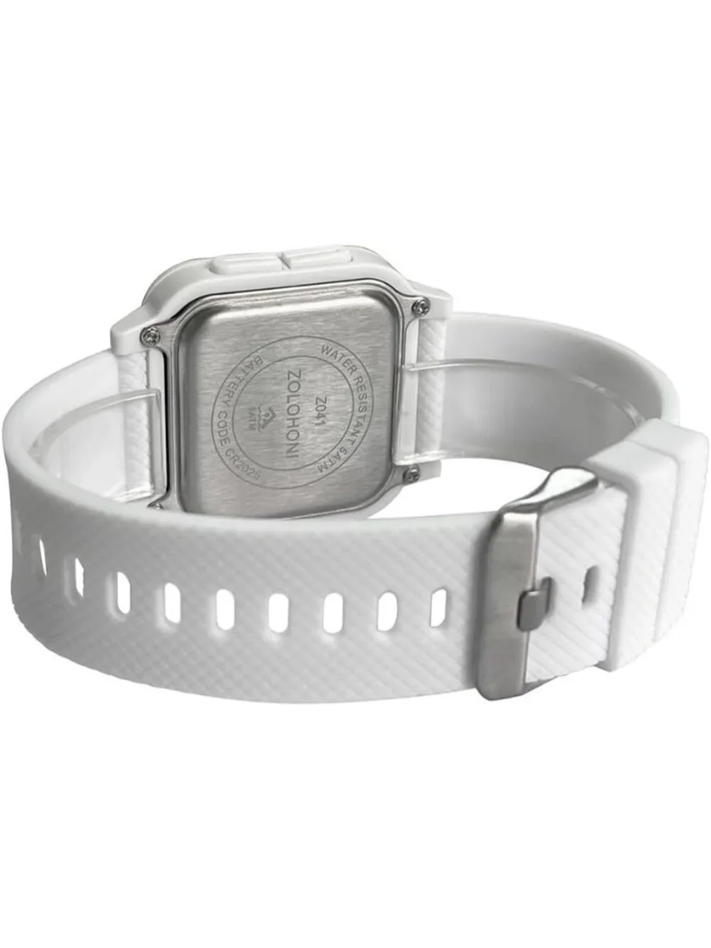 Men's White Analog Quartz Stainless Steel Waterproof Square LED Digital Watch